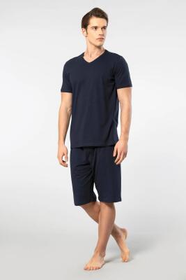 Cacharel V Yaka T-shirt ve Cepli Bermuda Şort Takım, %50 Pamuk %50 Modal - 13