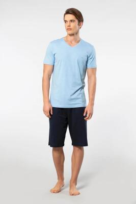 Cacharel V Yaka T-shirt ve Cepli Bermuda Şort Takım, %50 Pamuk %50 Modal - 17