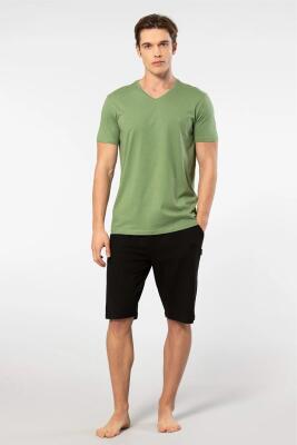 Cacharel V Yaka T-shirt ve Cepli Bermuda Şort Takım, %50 Pamuk %50 Modal - 27