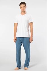 Cacharel V Yaka T-shirt ve Cepli Pijama Takım, %50 Pamuk %50 Modal Beyaz