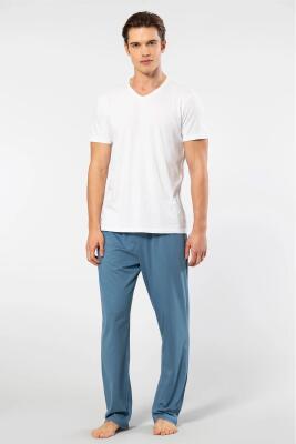 Cacharel V Yaka T-shirt ve Cepli Pijama Takım, %50 Pamuk %50 Modal - 8