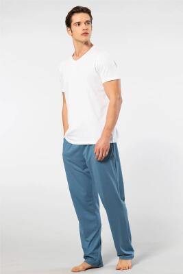 Cacharel V Yaka T-shirt ve Cepli Pijama Takım, %50 Pamuk %50 Modal - 10