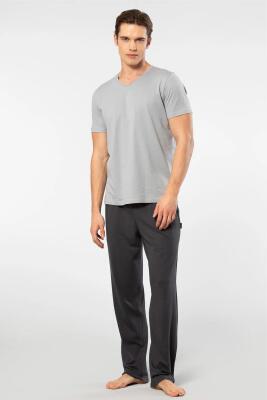 Cacharel V Yaka T-shirt ve Cepli Pijama Takım, %50 Pamuk %50 Modal - 13