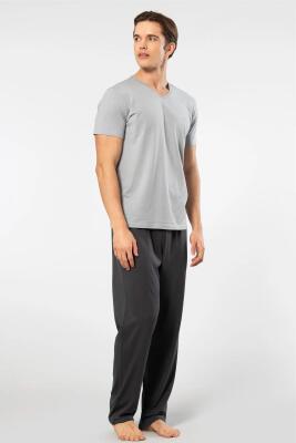Cacharel V Yaka T-shirt ve Cepli Pijama Takım, %50 Pamuk %50 Modal - 14