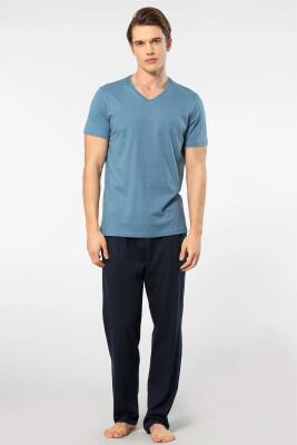 Cacharel V Yaka T-shirt ve Cepli Pijama Takım, %50 Pamuk %50 Modal - 16