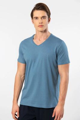 Cacharel V Yaka T-shirt ve Cepli Pijama Takım, %50 Pamuk %50 Modal - 17