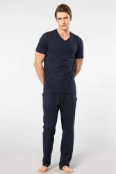 Cacharel V Yaka T-shirt ve Cepli Pijama Takım, %50 Pamuk %50 Modal Lacivert