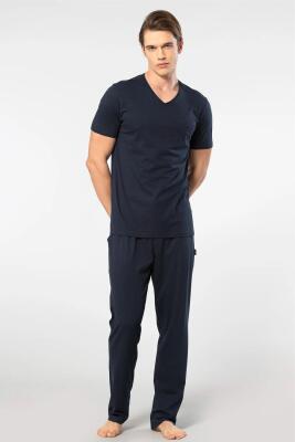 Cacharel V Yaka T-shirt ve Cepli Pijama Takım, %50 Pamuk %50 Modal - 19
