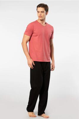 Cacharel V Yaka T-shirt ve Cepli Pijama Takım, %50 Pamuk %50 Modal - 23