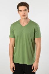 Cacharel V Yaka T-shirt ve Cepli Pijama Takım, %50 Pamuk %50 Modal Yeşil