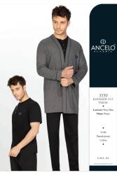 Çeyizlik Erkek Ropdöşambır Set, 5 Parça, Kısakol Pijama Uzunkol Pijama ve Sabahlık - Thumbnail