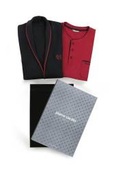 Çeyizlik Triko Sabahlık, %100 Pamuklu Pijama 3'lü Çeyizlik Set Takım - Thumbnail