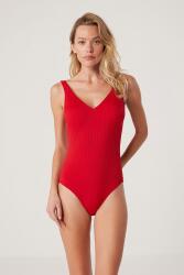 Çizgi Dokulu V Yaka Balensiz Toparlayıcı Mayo