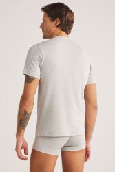 Düz Renk Bisiklet Yaka 2 li Erkek Basic Tshirt, %47 Modal %47 Pamuk %6 Elastan - 6