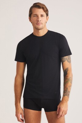 Düz Renk Bisiklet Yaka 2 li Erkek Basic Tshirt, %47 Modal %47 Pamuk %6 Elastan - 10
