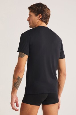 Düz Renk Bisiklet Yaka 2 li Erkek Basic Tshirt, %47 Modal %47 Pamuk %6 Elastan - 12