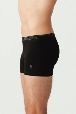 U.S. Polo Assn. - Düz Siyah Baskılı Siyah ve Antrasit 3'lü Erkek Boxer (1)