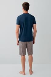 Erkek %100 Pamuk 3’lü Pijama Takımı – Kısa Kollu Üst + Cepli Uzun Pantolon + Cepli Şort - 4