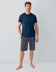 Erkek %100 Pamuk 3’lü Pijama Takımı – Kısa Kollu Üst + Cepli Uzun Pantolon + Cepli Şort - 3