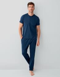 Erkek %100 Pamuk 3’lü Pijama Takımı – Kısa Kollu Üst + Cepli Uzun Pantolon + Cepli Şort - 4