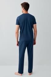 Erkek %100 Pamuk 3’lü Pijama Takımı – Kısa Kollu Üst + Cepli Uzun Pantolon + Cepli Şort - 6