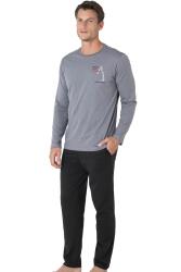 Erkek %100 Pamuk Penye Pijama Takım, Bisiklet Yakalı, Uzunkol Pijama Takım (1)