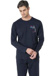 Erkek %100 Pamuk Penye Pijama Takım, Bisiklet Yakalı, Uzunkol Pijama Takım - 3