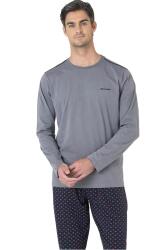 Erkek %100 Pamuk Pijama Takım, Alt Desenli, Bisiklet Yakalı, Uzunkol Pijama Takım (1)