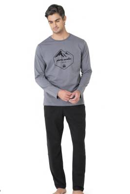 Pierre Cardin - Erkek %100 Pamuk Pijama Takım, Bisiklet Yakalı, Uzunkol Pijama Takım