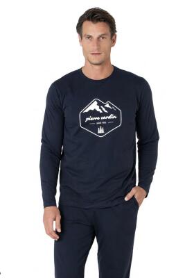 Erkek %100 Pamuk Pijama Takım, Bisiklet Yakalı, Uzunkol Pijama Takım - 3