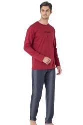 Erkek %100 Pamuk Pijama Takım, Uzunkol Mevsimlik Pijama Takım - Thumbnail