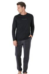 Erkek %100 Pamuk Pijama Takım, Uzunkol Mevsimlik Pijama Takım - Thumbnail