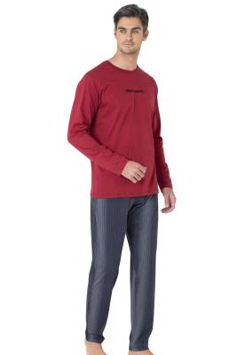 Erkek %100 Pamuk Pijama Takım, Uzunkol Mevsimlik Pijama Takım - 1