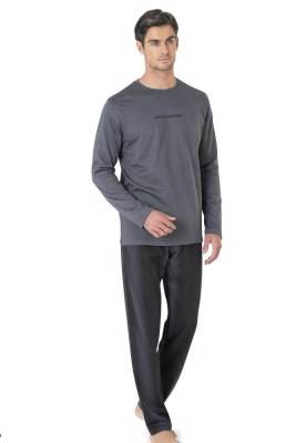 Erkek %100 Pamuk Pijama Takım, Uzunkol Mevsimlik Pijama Takım - 2
