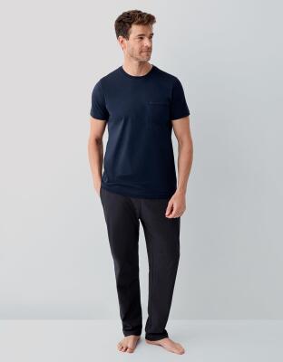 Erkek %100 Pamuk Pijama Takımı – Kısa Kollu T-Shirt & Uzun Pijama Altı - 2