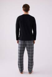 Erkek %100 Pamuklu Kareli Cepli Pijama Takım - Thumbnail