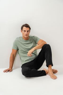 Erkek %100 Pamuklu Kısa Kol Pijama Takım - 1