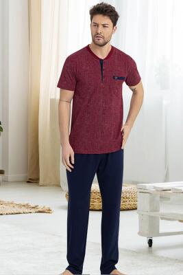 Erkek %100 Pamuklu Kısa Kol Süprem Penye Alt Üst Pijama Takım - 1