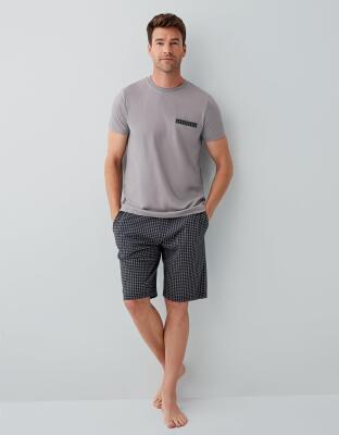 Erkek %100 Pamuklu Kutulu 3’lü Pijama Takımı – T-Shirt + Pijama Alt + Şort - 2