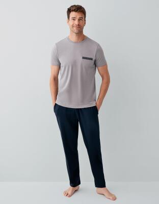 Erkek %100 Pamuklu Kutulu 3’lü Pijama Takımı – T-Shirt + Pijama Alt + Şort - 3