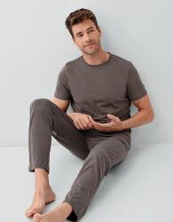 Erkek %100 Pamuklu Pijama Takımı – Kısa Kollu Üst & Celi Uzun Alt | Rahat Kalıp Füme