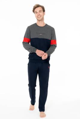 U.S. Polo Assn. - Erkek 2 İplik Dokuma Alt Üst Takım, Bisiklet Yaka, Uzunkol, Cepli, Düz Paça