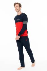 Erkek 2 İplik Dokuma Alt Üst Takım, Bisiklet Yaka, Uzunkol, Cepli, Düz Paça - Thumbnail