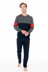 Erkek 2 İplik Dokuma Alt Üst Takım, Bisiklet Yaka, Uzunkol, Cepli, Düz Paça