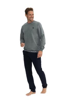 Erkek 2 İplik Dokuma Manşet Kol Dar Paça Cepli Pijama Takım - 2