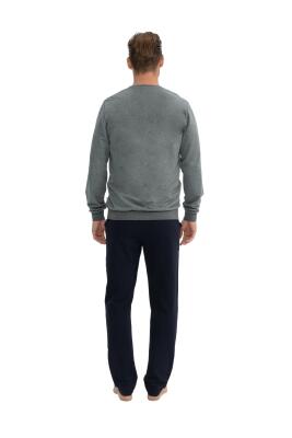 Erkek 2 İplik Dokuma Manşet Kol Dar Paça Cepli Pijama Takım - 3