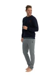 Erkek 2 İplik Dokuma Manşet Kol Dar Paça Cepli Pijama Takım - 5