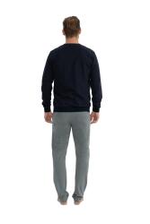 Erkek 2 İplik Dokuma Manşet Kol Dar Paça Cepli Pijama Takım - 6