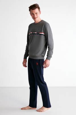 U.S. Polo Assn. - Erkek 2 İplik Kışlık Uzunkol Cepli Pijama Takım, Kolları Manşetli Pijama Takım (1)