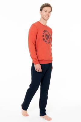 U.S. Polo Assn. - Erkek 2 İplik Kışlık Uzunkol Düz Paça Baskılı Ev Giyim Pijama Takım (1)